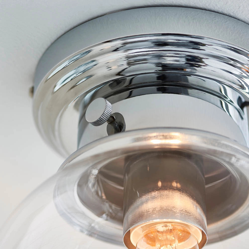 Plafoniera bagno minimal sfera vetro cromo E27 IP44