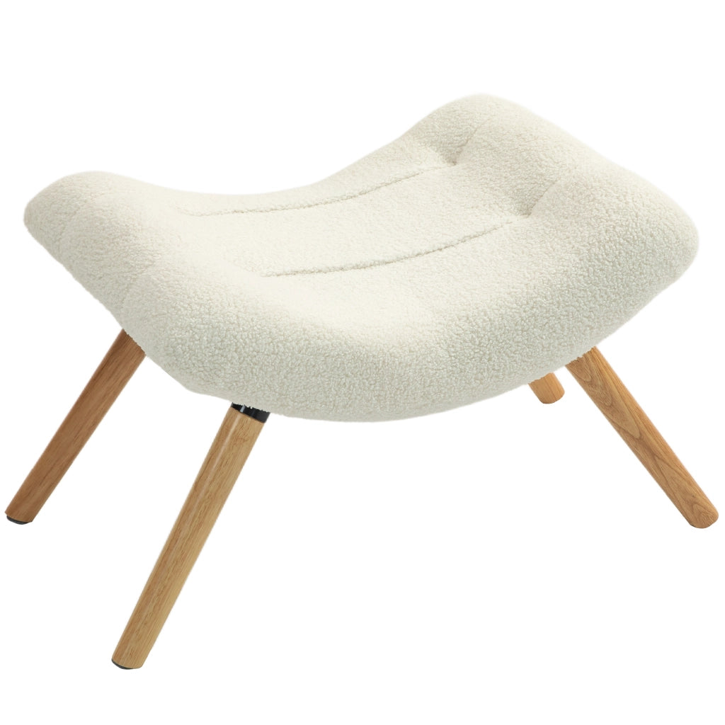 Pouf per salotto ¨C zephmum ¨C tessuto crema, gambe in legno