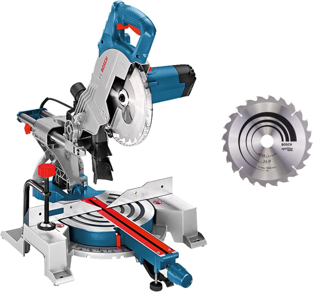 Bosch Professional Troncatrice radiale GCM 80 SJ (1.400 Watt, Ø lama: 216 mm, incl. 2 lama per sega circolare, chiave a brugola)