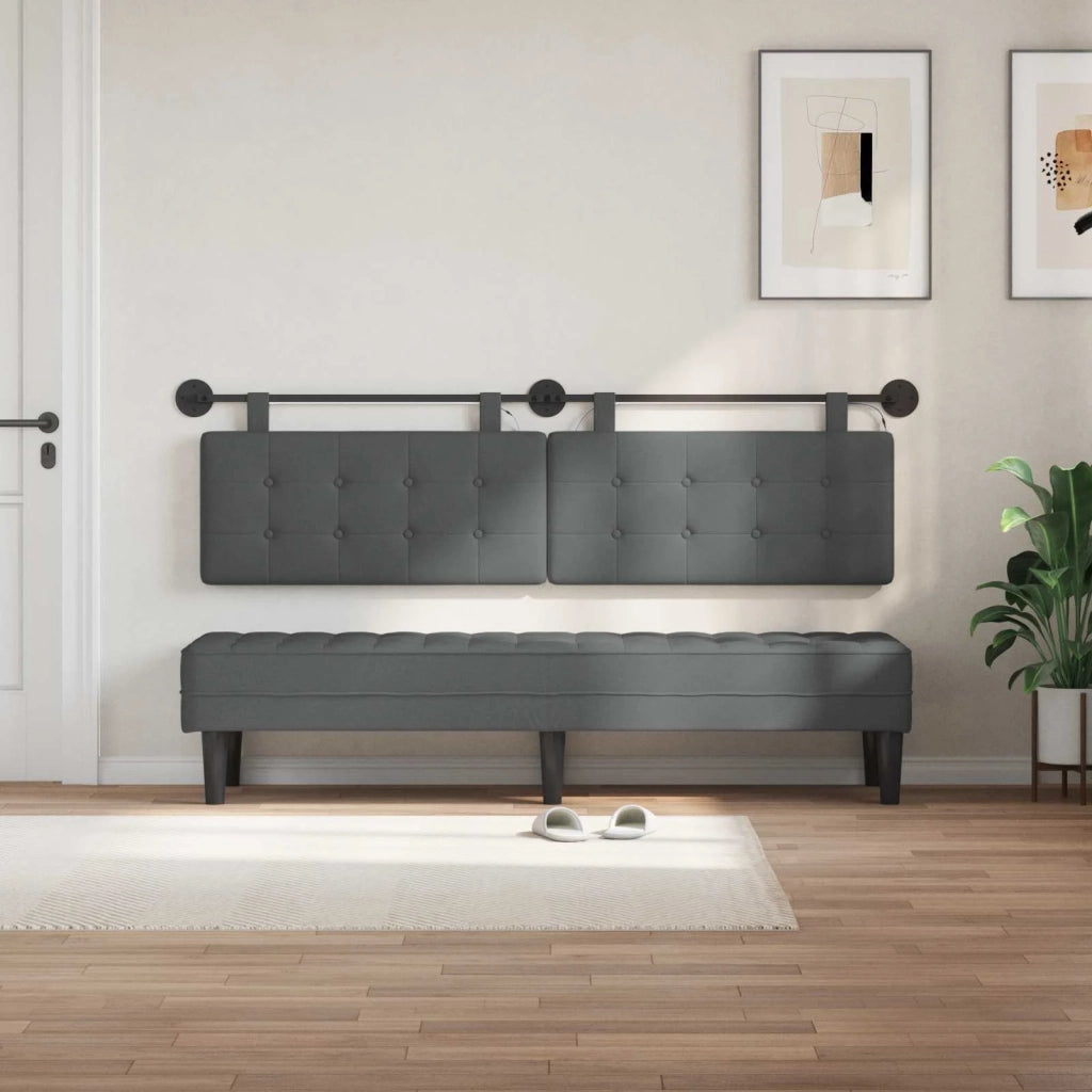 Testiera sospesa Con luce LED Grigio Scuro Tessuto