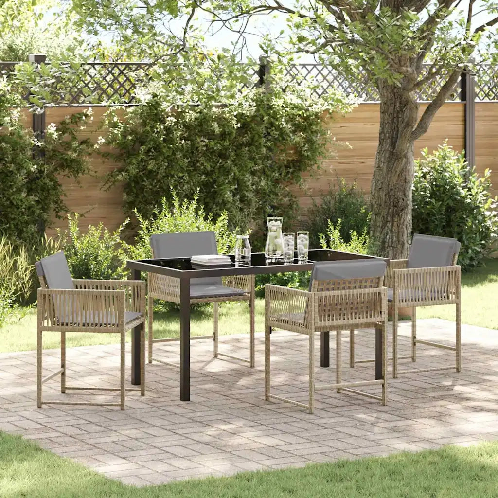 Set da Pranzo per Giardino 5 pz | Set Salotto da Giardino Beige polyrattan