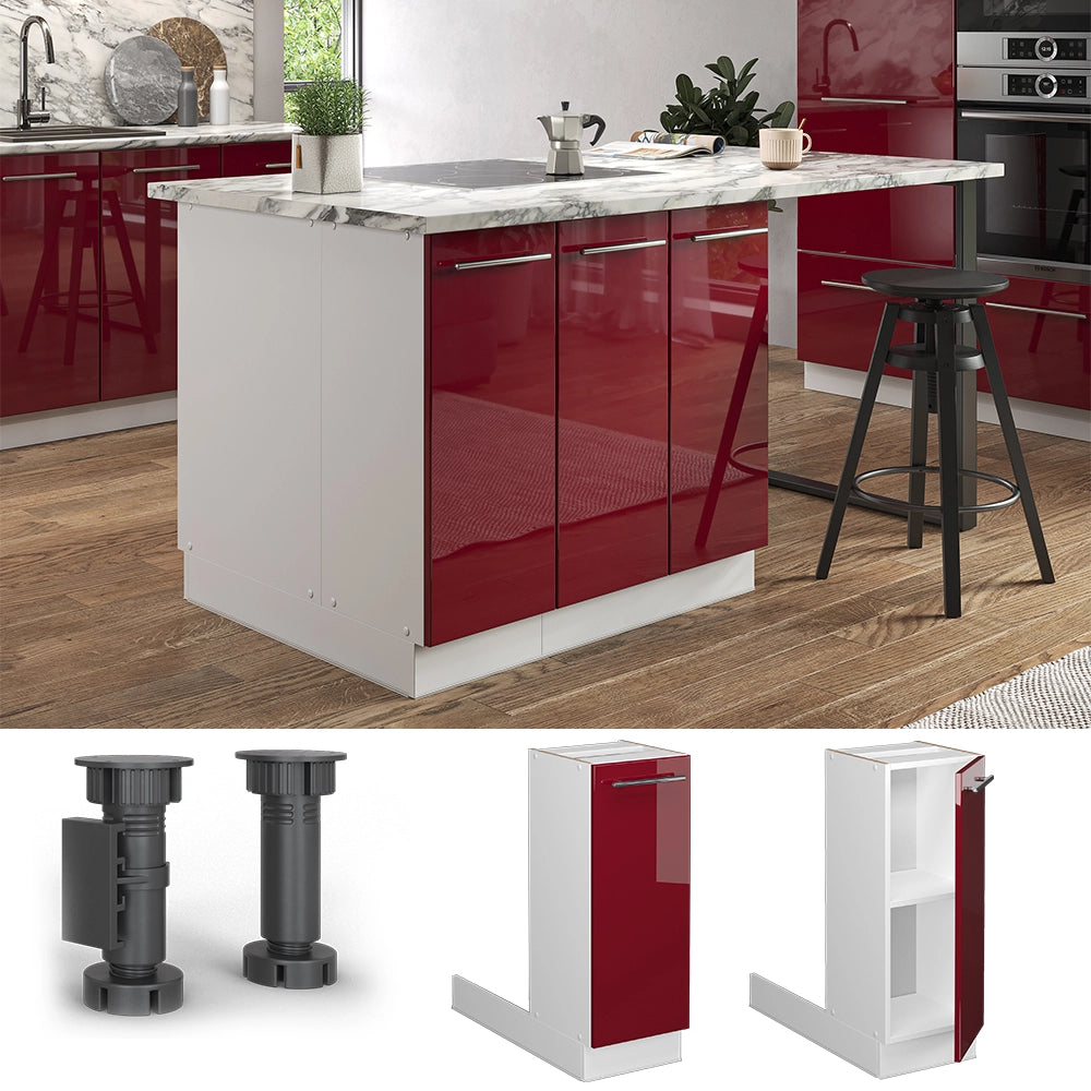 Vicco Isola cucina Rosso bordeaux lucido 30 cm senza piano di lavoro