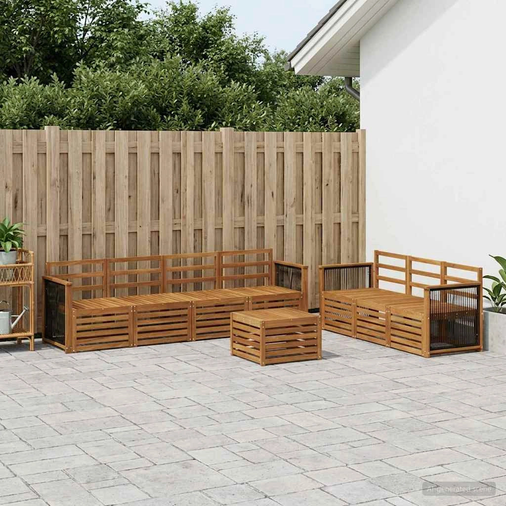 Set divani 8 pz Legno di Acacia Massello 3384110