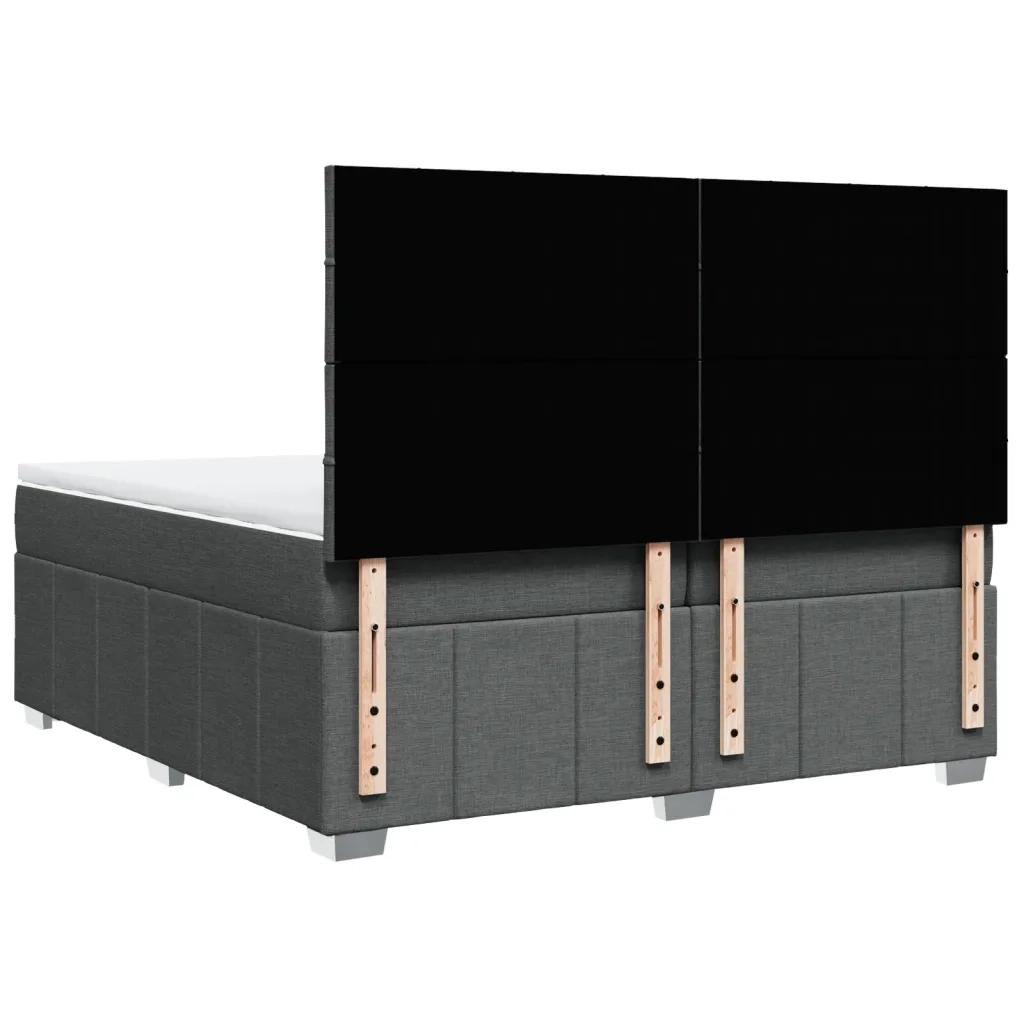 Giroletto a Molle con Materasso Grigio Scuro 200x200 cm Tessuto 3294076