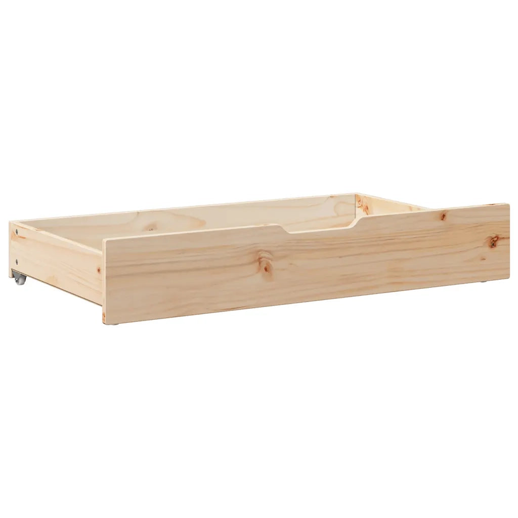 Cassettoni Letto con Ruote 2 pz 90x55x17 cm Legno Massello Pino