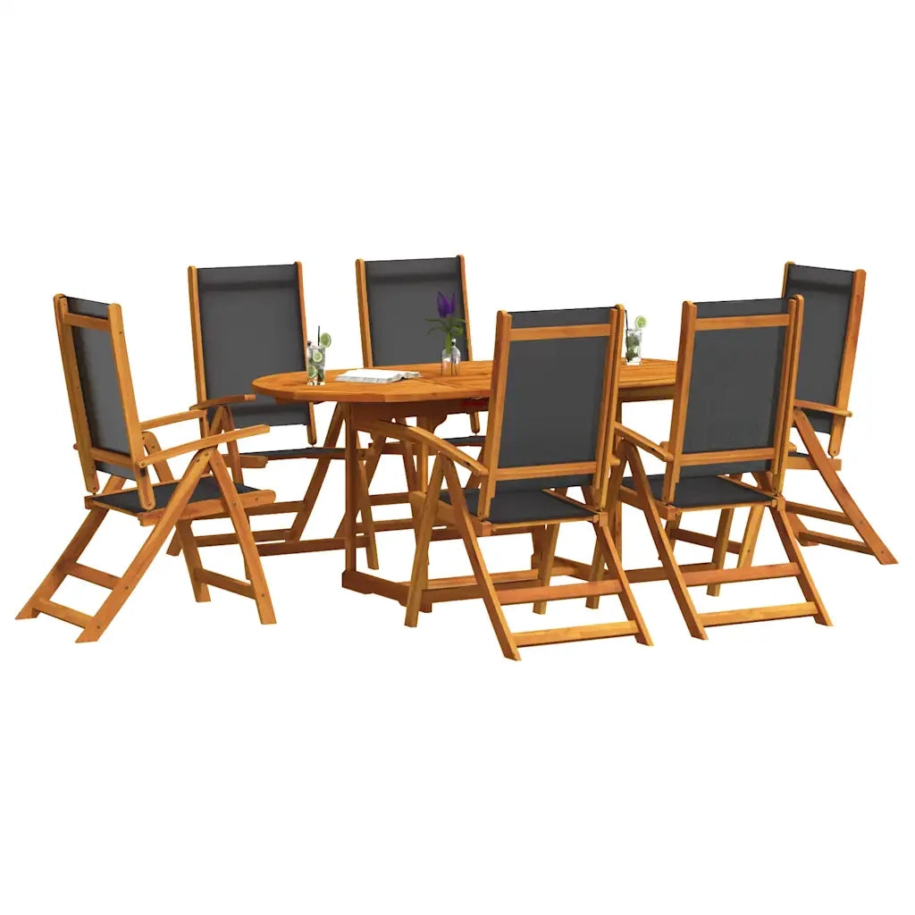 Set Pranzo da Giardino 7pz Legno Massello di Acacia e Textilene
