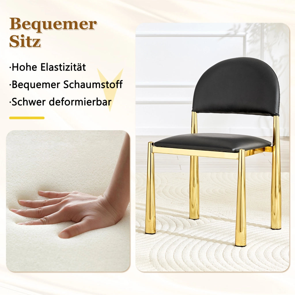 Sedia da Pranzo con Schienale Ergonomico Semicircolare e Seduta Imbottita in PU Nero 80 cm