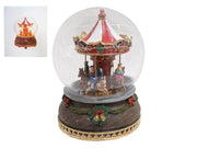 Giostra Carillon Natalizio Ø12x16 cm in Resina con Movimento Luci e Suoni