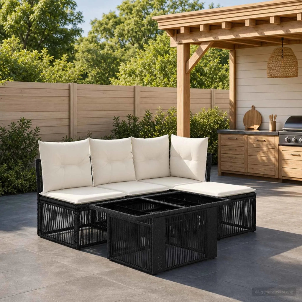 Set Divano da Giardino 5 pz Nero polyrattan 3436450