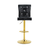 Set di 2 Sgabelli da Bar con Dettagli a Bottone Cristallo; per Cucina e Sala da Pranzo; PVC; Nero