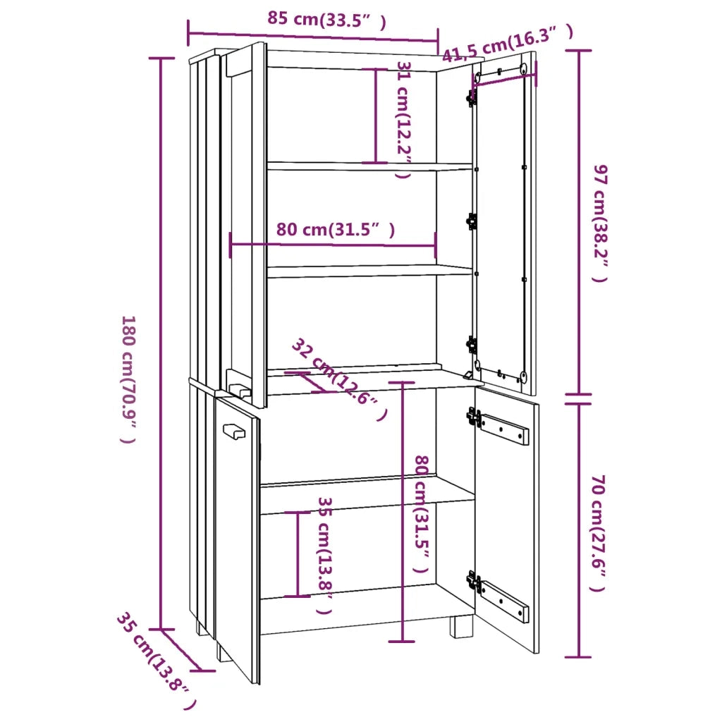 Credenza HAMAR in Legno Massello di Pino Bianca 3100927