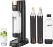 Apparecchio per creare acqua frizzante - Produzione di acqua frizzante - Macchina per acqua frizzante - Automa di acqua frizzante - Acqua con anidride carbonica - Compreso 2 flaconi d'acqua da 1L e 2 flessi di gas CO2, escluso il gas - Nero
