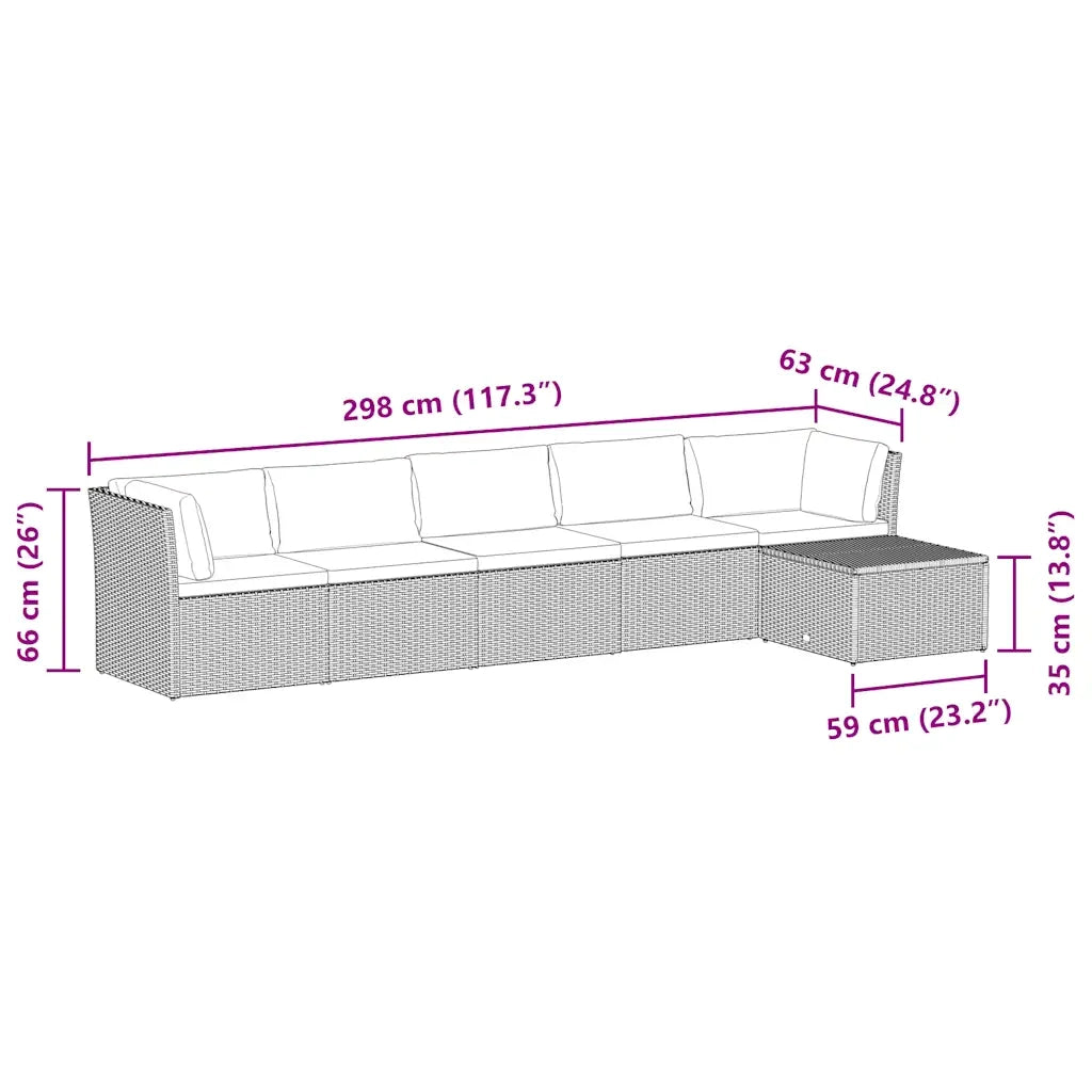 Set Divani da Giardino 4 pz con Cuscini in Polyrattan Nero cod mxl 67181