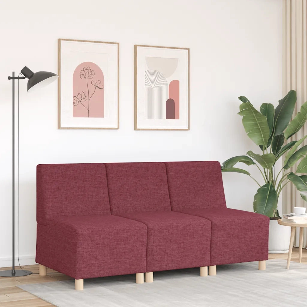vidaXL Divano componibile senza braccioli rosso vino 55 cm in tessuto