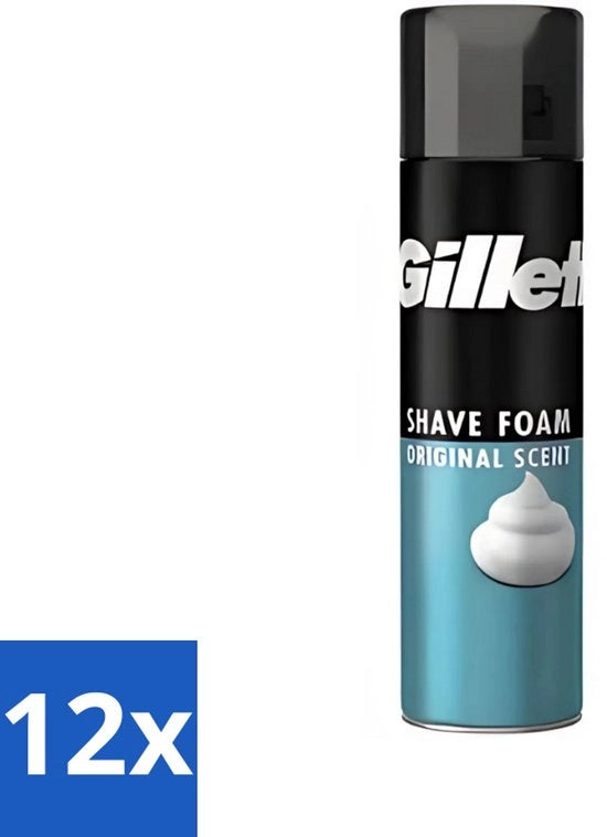 12 x Schiuma da Rasatura Normale Pelle - Idraulica e Protettiva - 200 ml - Schiuma da Rasatura - Protezione della Pelle - Idraulica - Irritazione Cutanea - Rasatura