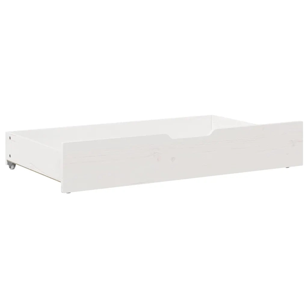 Cassettoni da Letto 2 pz Bianchi 90x55x17cm Legno Massello Pino 850924