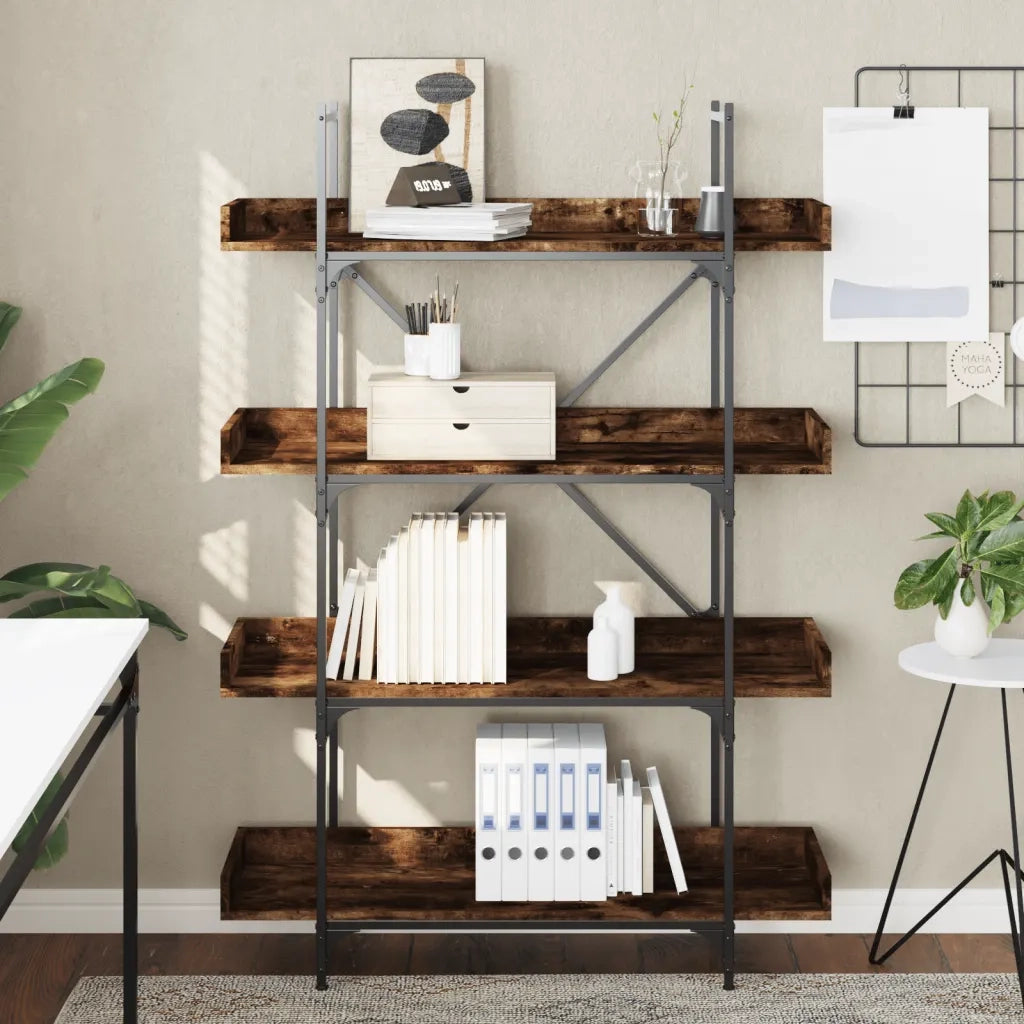 Libreria 4 Ripiani Rovere Fumo 100x33x145,5cm Legno Multistratocod mxl 86408