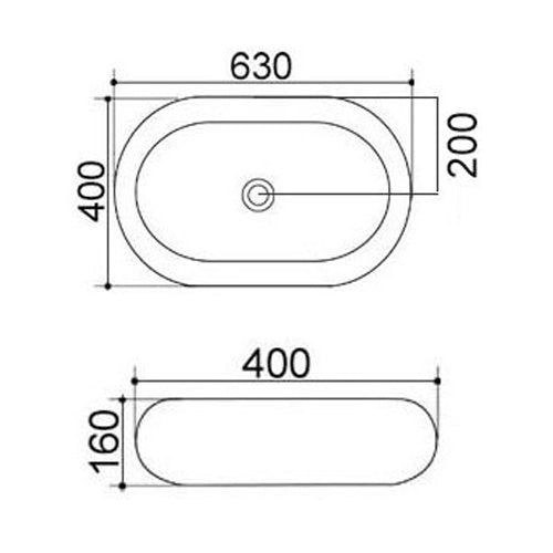 Lavabo appoggio 63x40 cm LA26 bianco