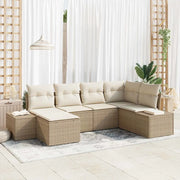 Set Divano da Giardino 6 pcs Beige e Crema polyrattan
