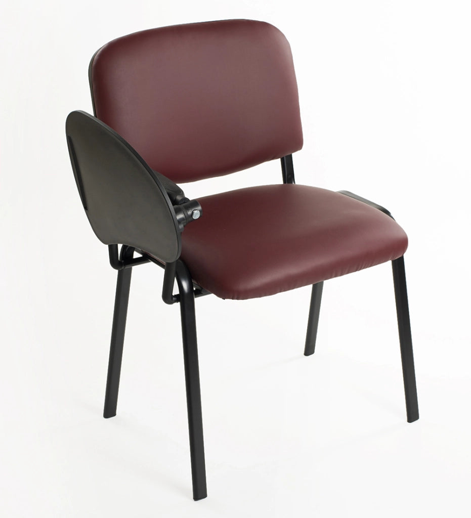 Set di 6 sedie impilabili in Ecopelle Bordeaux con Ribaltina scrittoio tavoletta per studio sala conferenza convegni