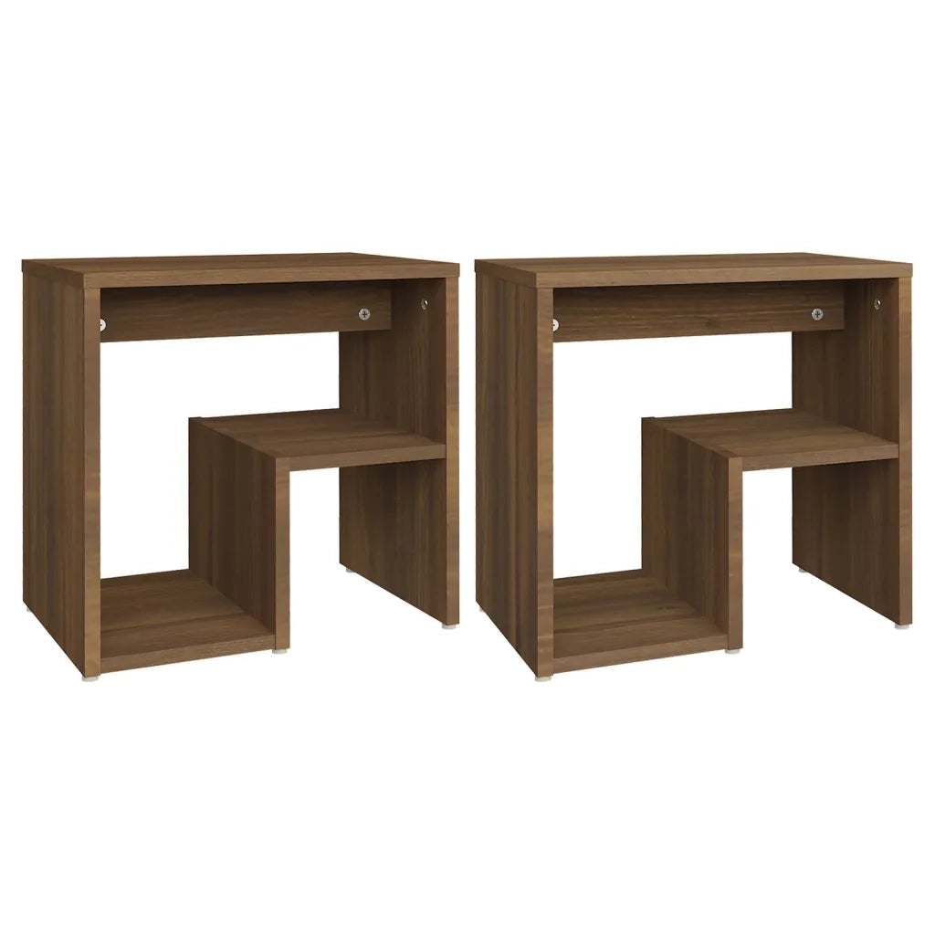 Comodini Rovere Marrone 2 pz-Set di 2 Tavolino da notte 40x30x40 cm in Legno Multistrato