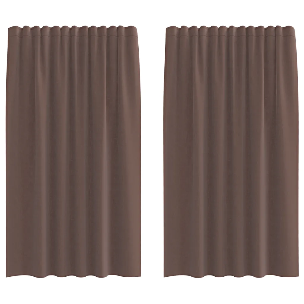 Tende in Voile con Tasche per Aste 2 pz Marrone 4102172