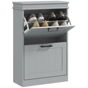 Mobile porta scarpe, 2 porte abbattibili, ripiani regolabili, per ingresso, corridoio, 54 x 24 x 82,5 cm, grigio
