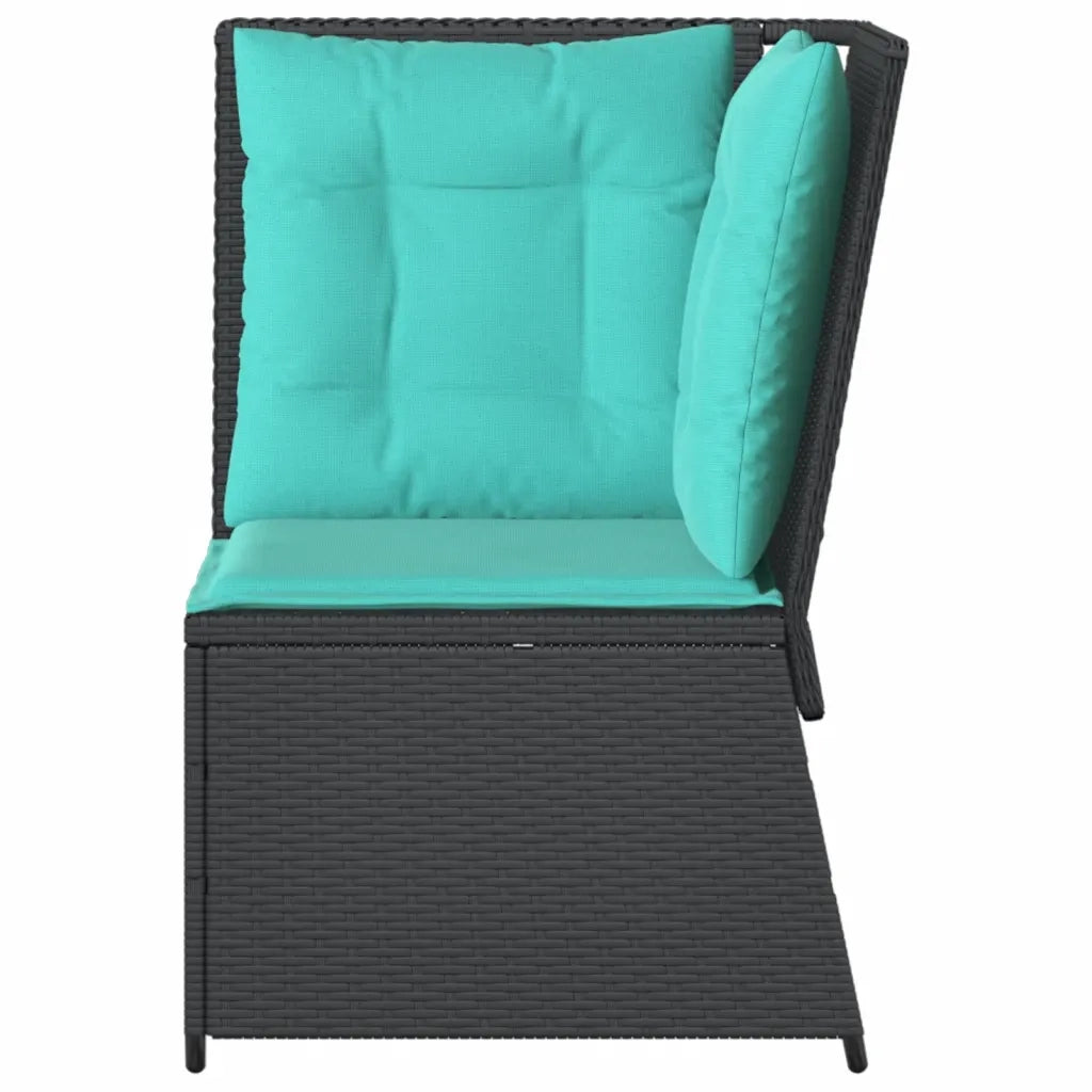 Divano angolare da giardino con Cuscini in Polyrattan Nero 368990