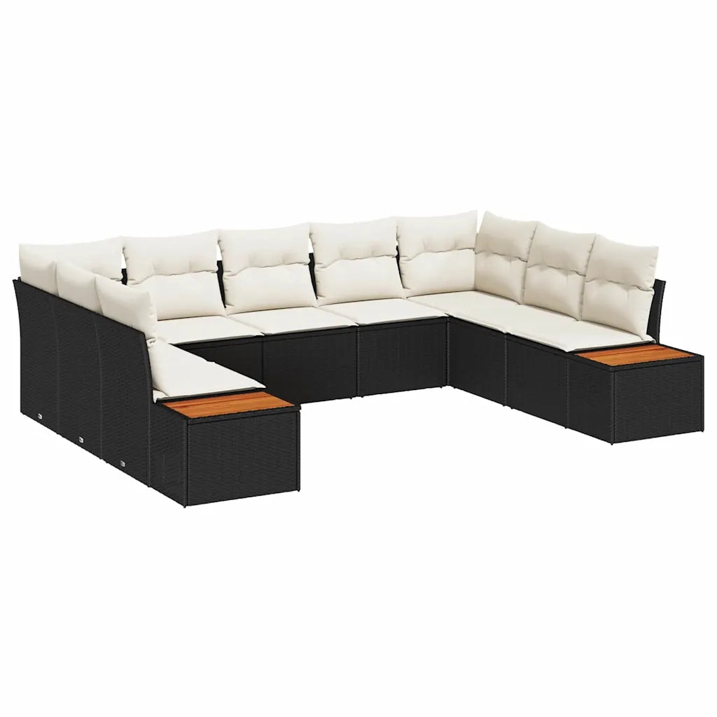 Set Divano da Giardino 5 pcs Nero e Crema Polyrattan 3356832