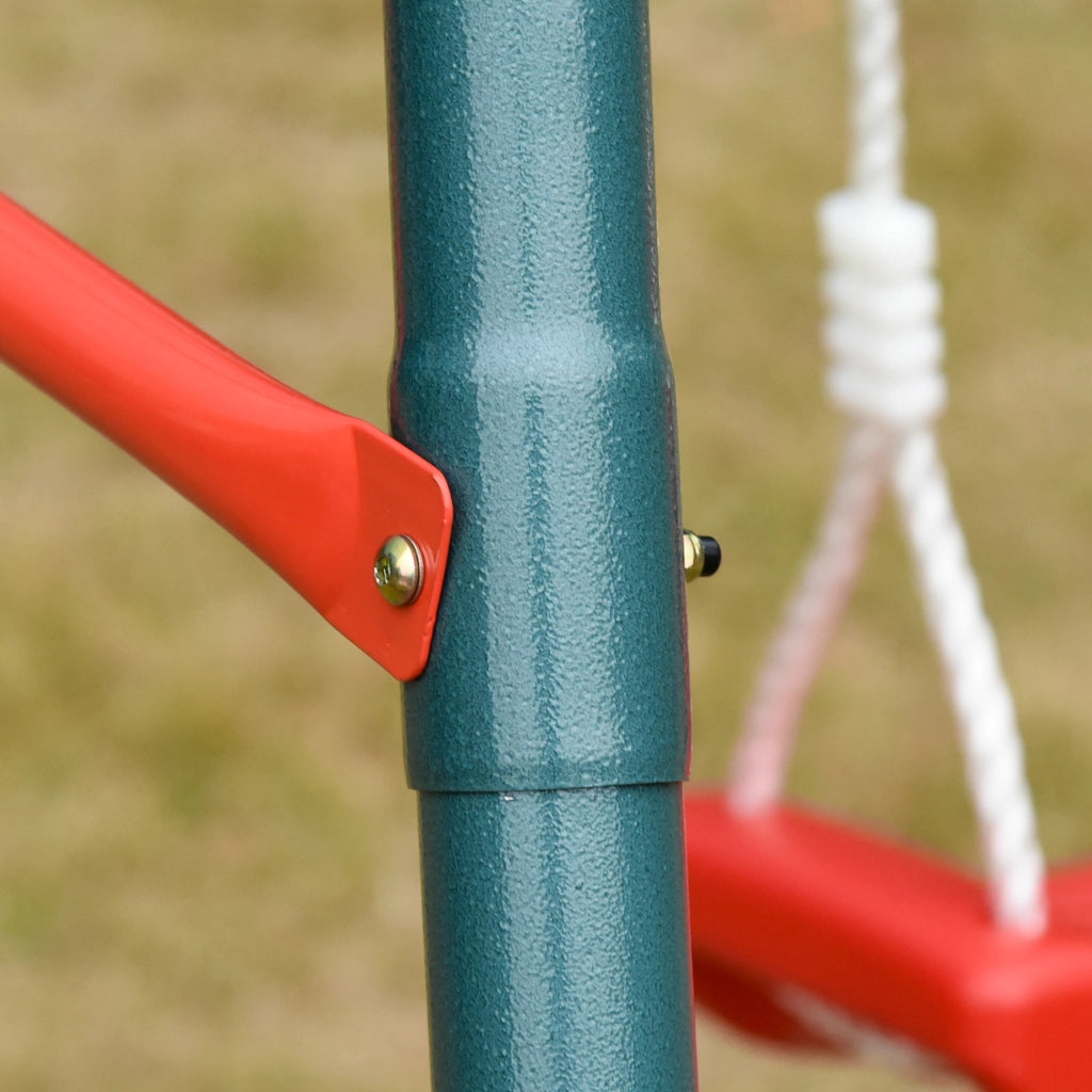 Altalena Doppia Altalena da Giardino per Bambini 3+ Anni, Verde Rosso