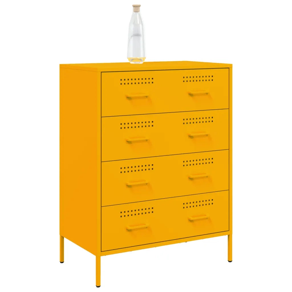 Credenza Giallo Senape 68x39x89 cm in Acciaio