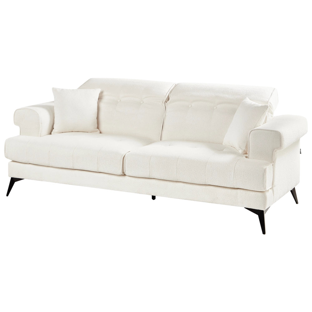 Set di divani in tessuto bouclé bianco a 2 e 3 posti con poggiatesta regolabili stile moderno
