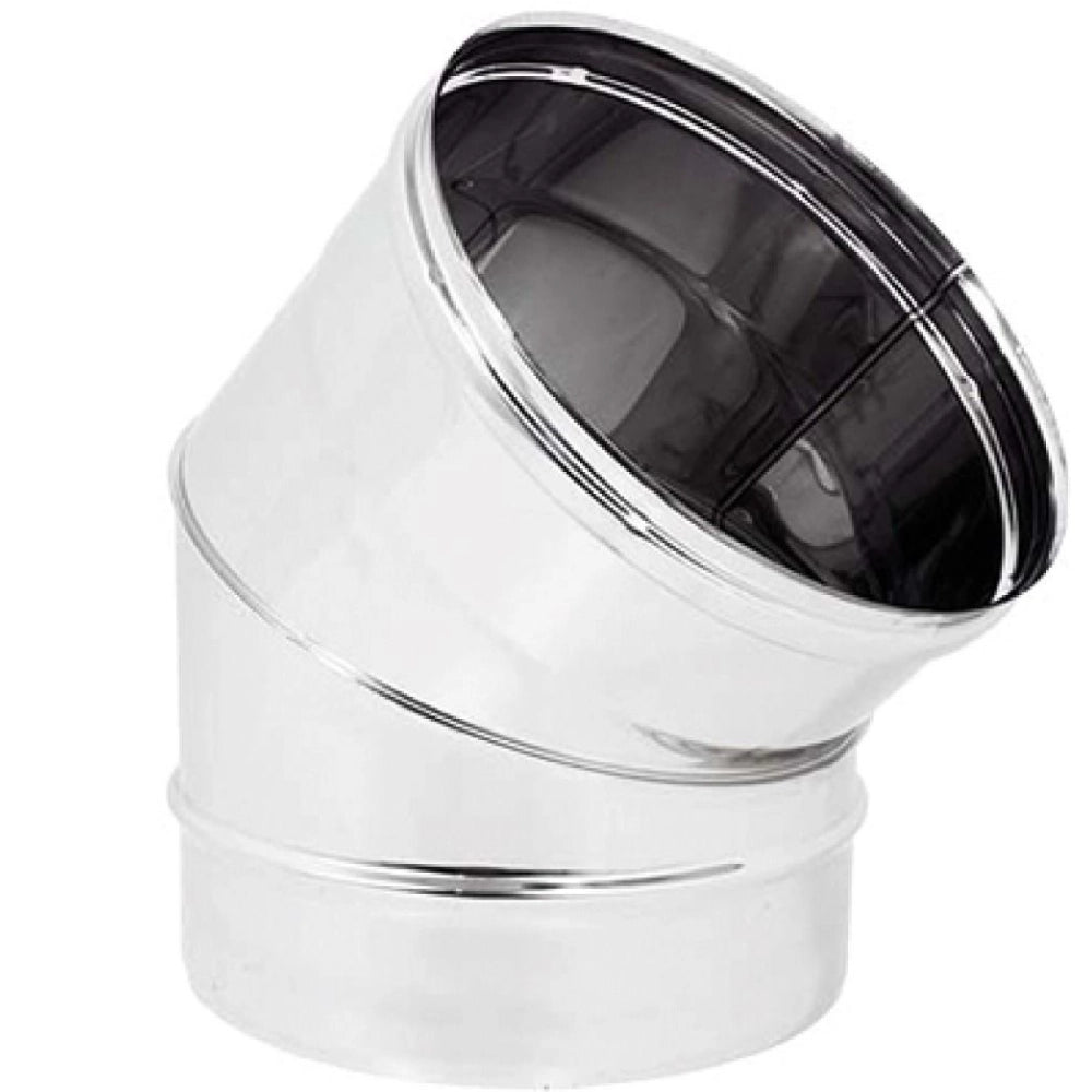 Curva 45° acciaio inox spessore 0,5 mm canna fumaria monoparete *** misura Ø 80 mm, confezione 1