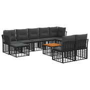 Set di divani da esterno 10 pcs Nero e Grigio scuro Poliestere