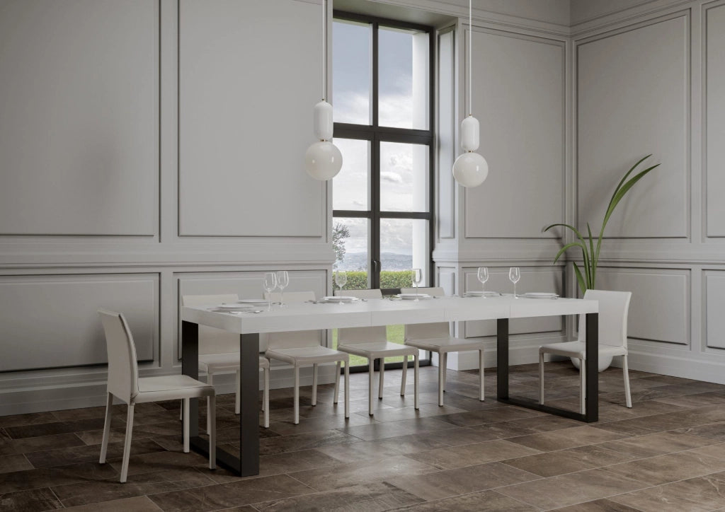 Tavolo Allungabile 180-284x90x77 cm Tecno Premium Bianco Frassino