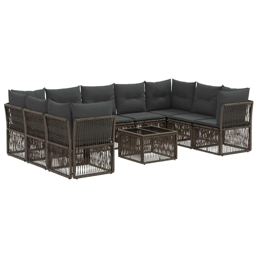 Set Divano da Giardino 10 pcs Grigio polyrattan