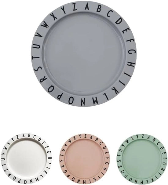 Piatti per bambini e bambine (bianchi) - privi di BPA, BPS e EA, con stampa alfabeto A-Z, ideali per colazione e snack, lavabili in lavastoviglie, diametro: 11 cm