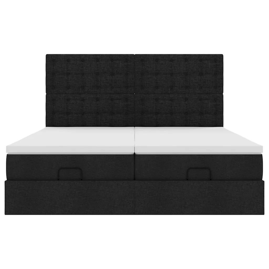 vidaXL Struttura Letto Pouf con Materassi Nero 180x200 cm in Tessuto