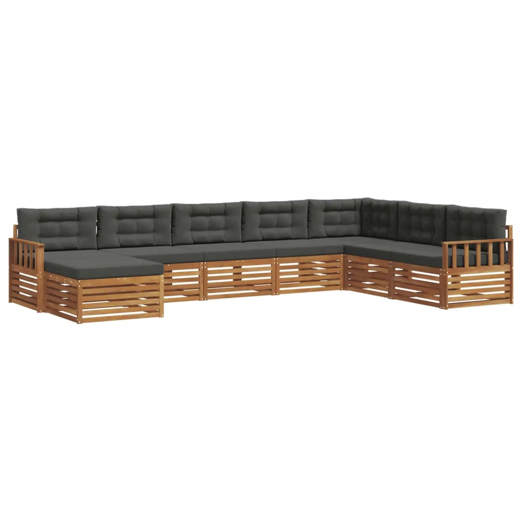 Set di divani da esterno con cuscino 8 pcs Naturale e Antracite