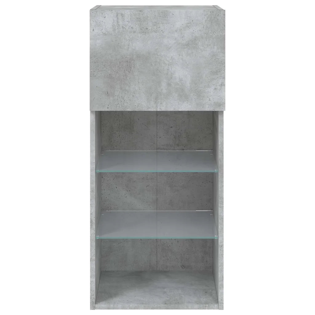 vidaXL Mobili TV con Luci LED 2pz Grigio Cemento 40,5x30x90 cm