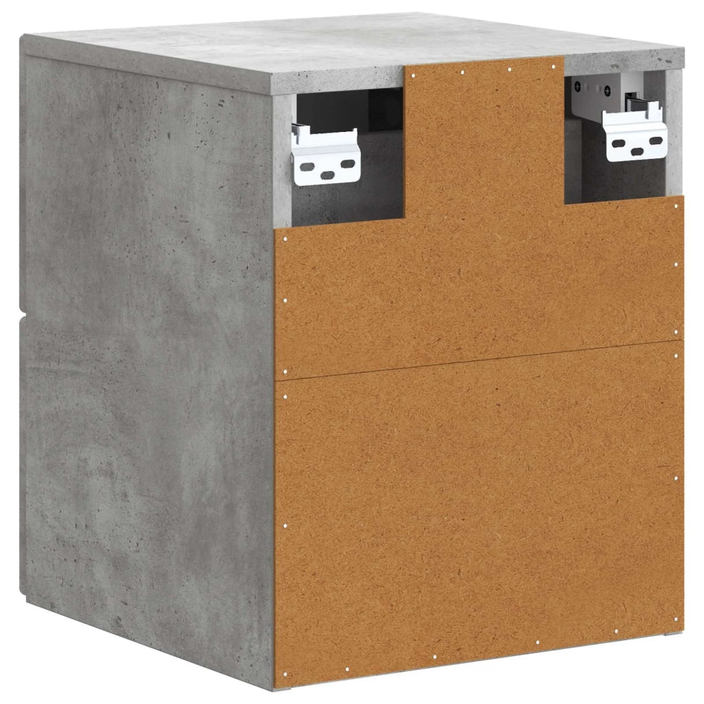 Comodino | Armadio da Notte | Mobiletto da notte a muro Grigio Cemento 33 x 34,5 x 40 cm