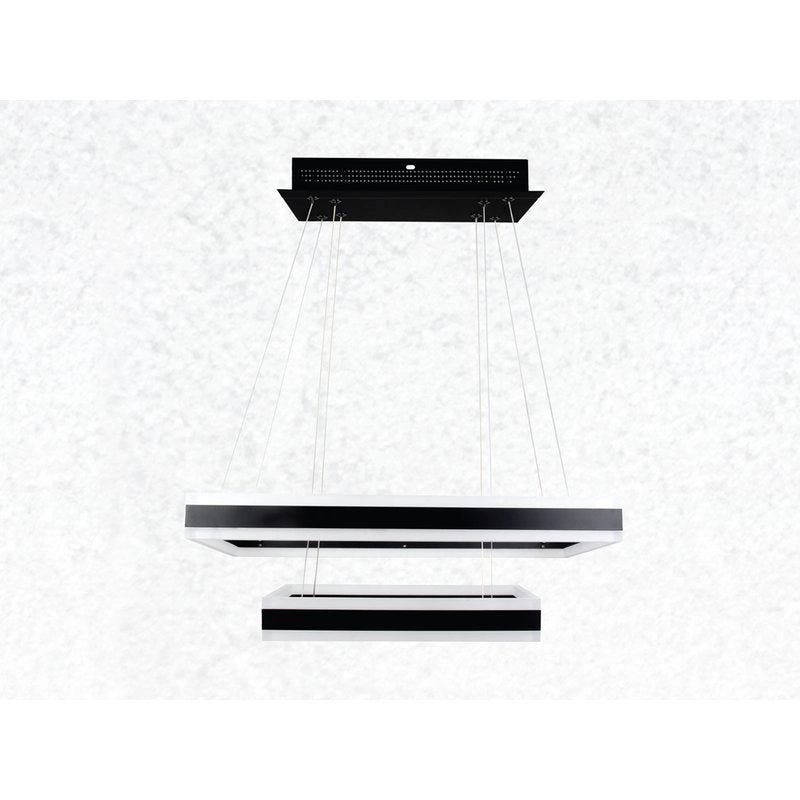 Lampada Led A Sospensione Rettangolare Colore Nero Doppio Anello 600X300mm 400X200mm 3000K 100W Dimmerabile Triac Dimmer SKU-3987