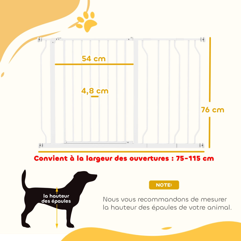 Barriera per Animali Domestici Regolabile ¨C Zephmum ¨C 75-115x76 cm Bianco