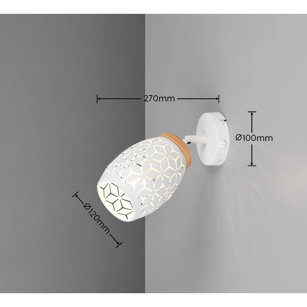 SPOT E14 BIDAR H17CM BIANCO/LEGNO