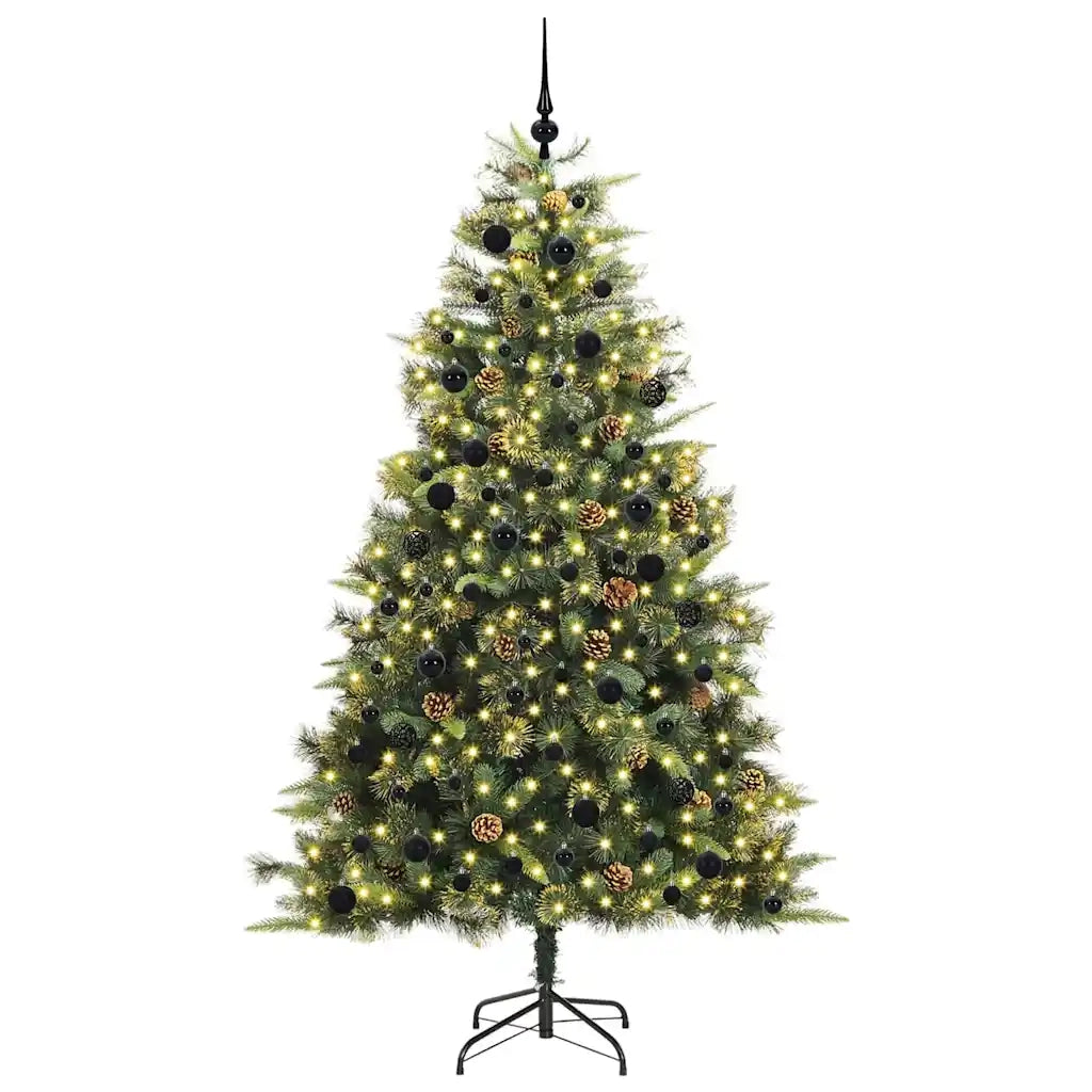 Albero di Natale artificiale pieghevole con coni Verde 240 cm 3395108