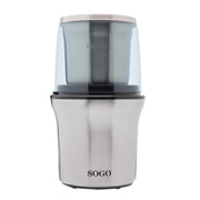 SOGO Macinacaffà¨ e Tritatutto 300W Acciaio Inox, 2 Tazze Rimovibili, Macinazione a Secco e Umido, Sicurezza Integrata, Facile da Usare e Pulire
