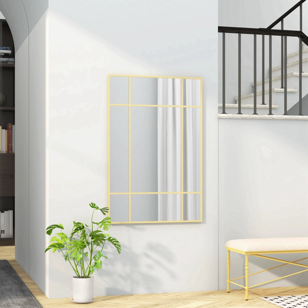 Specchio da Parete con Montaggio Verticale e Orizzontale ¨C Zephmum ¨C 90x60 cm, Oro