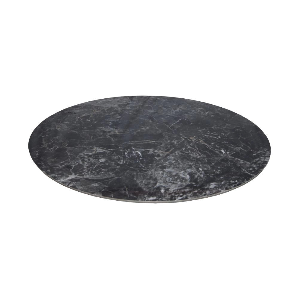 Tavolo rotondo Punto con piano effetto marmo nero – 150x150x76H