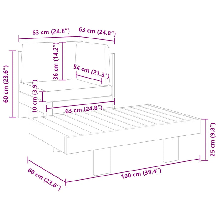 Set Divani Giardino 2 pz Cuscini Bianco Crema in Legno d'Acacia 310636