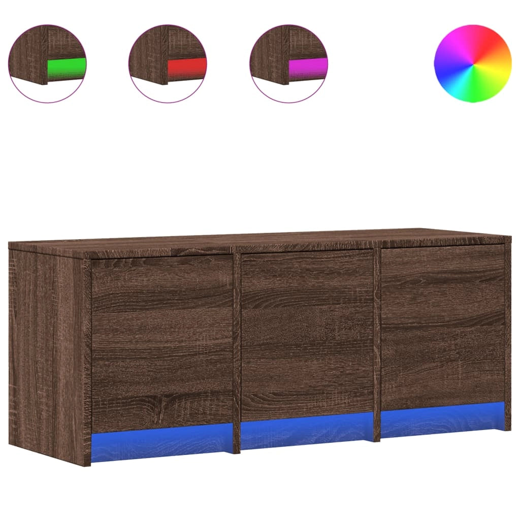 Mobile TV multimediale mensola TV credenza mobile TV per sala da pranzo soggiorno camera da letto con illuminazione a LED rovere 97 x 34 x 40 cm legno ingegnerizzato marrone 02_0026470